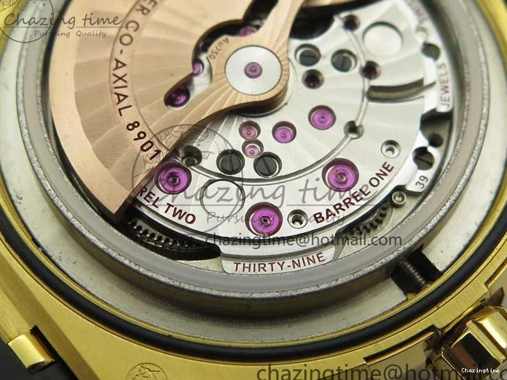 0318 HighQuality Constellation 131.33.41.21.03.001 YG TW Best Edition Black Dial On Gummy Strap A 7871